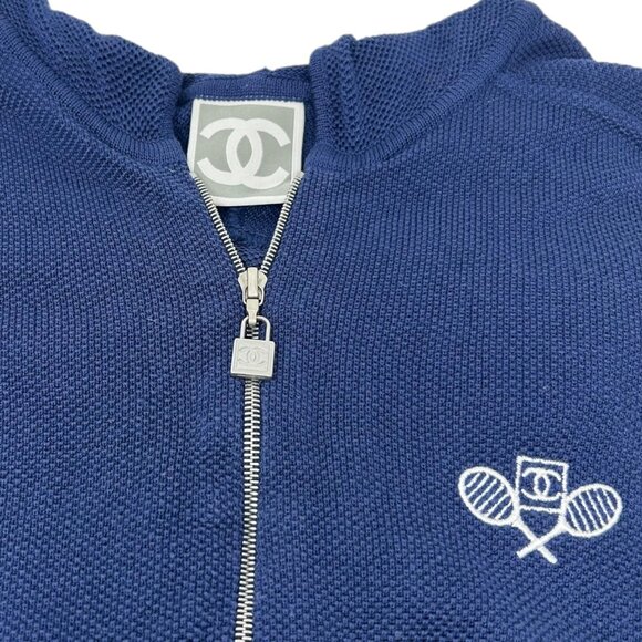 CHANEL Sport Vintage 05P CC Tennis Zipped Hoodie Jacket #38 Dark Blue [105666] - Picture 9 of 12